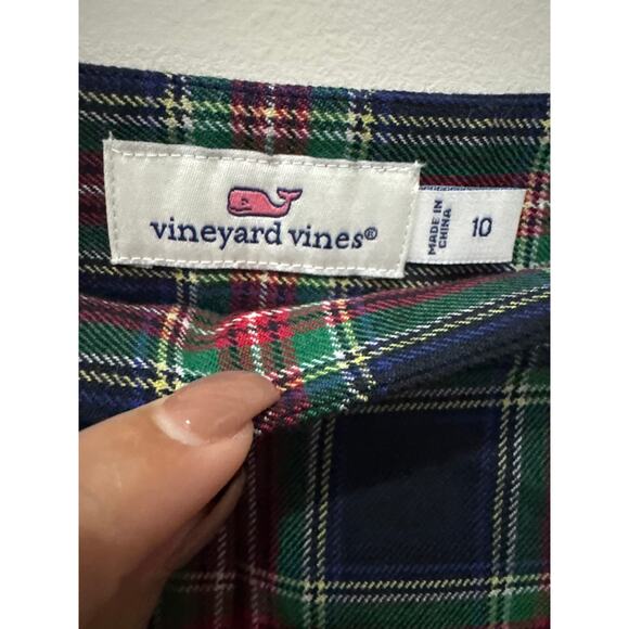 Vineyard Vines Pants Womens 10 Red Navy Green Plaid Wool Blend Tartan Holiday - Picture 3 of 4